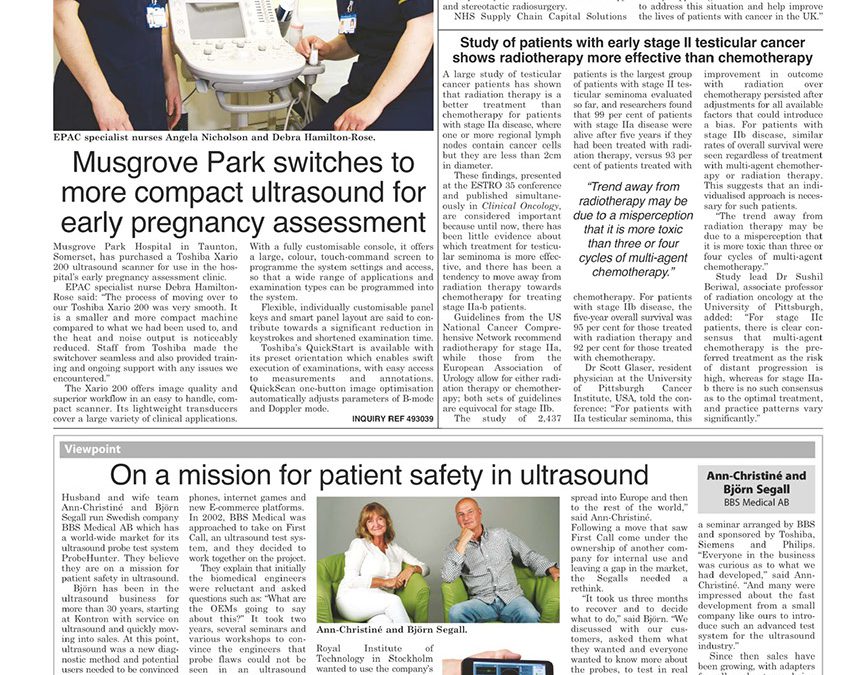 Musgrove Park switches to more compact ultrasound for early pregnancy assessement